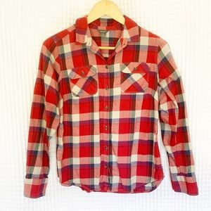 Eddie Bauer Red Plaid Flannel Shirt